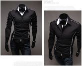 Camisa Social Masculina Luxo Slim Fit Preta