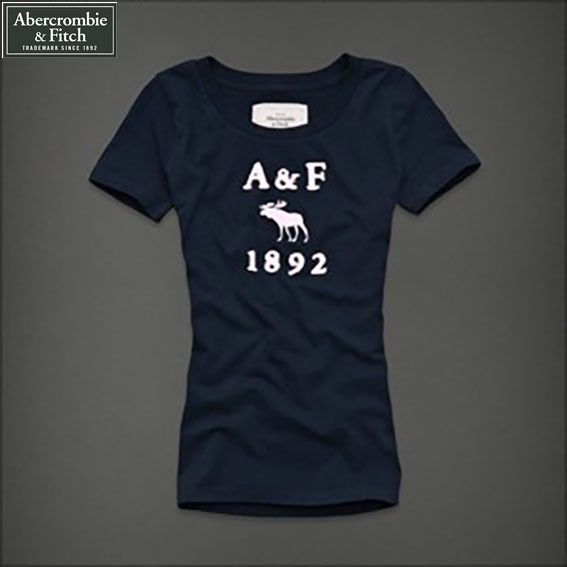 Camiseta Feminina A & F 1892 Alce Azul Marinho