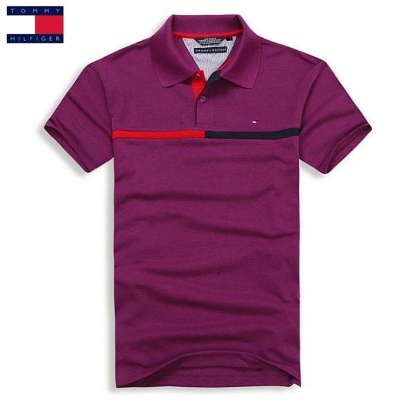 Camisa Pólo Masculina Tommy Hilfiger Violeta Detalhes