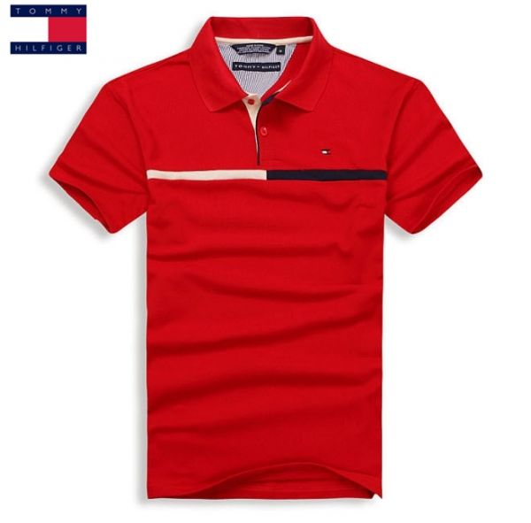 Camisa Pólo Masculina Tommy Hilfiger Vermelha Detalhes